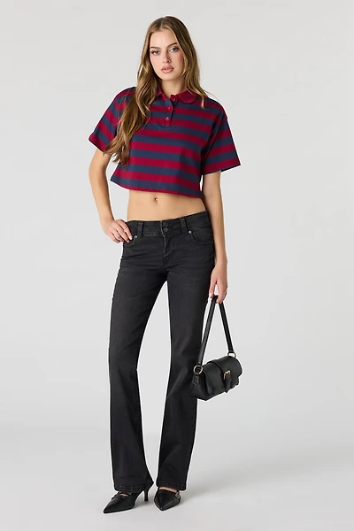 Stretch Low Rise Bootcut Washed Black Jean