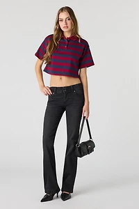 Stretch Low Rise Bootcut Washed Black Jean
