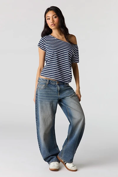 Low Rise Barrel Vintage Dark Jean