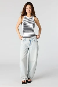 Jean Tokyo pâle à jambe baril et taille basse