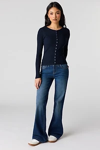 Stretch Low Rise Relaxed Flare Dark Jean