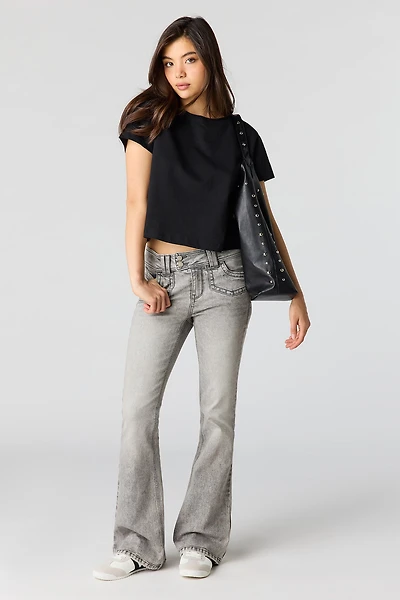 Mid Rise Flare Grey Jean