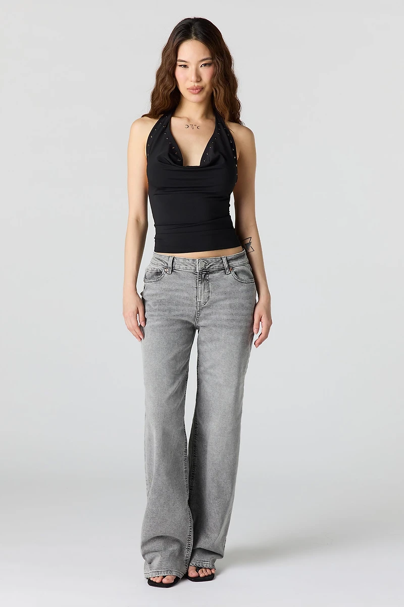 Paris Stretch High Rise Wide Leg Grey Jean