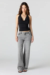 Paris Stretch High Rise Wide Leg Grey Jean