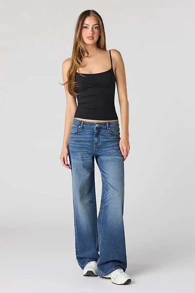 Paris Stretch High Rise Wide Leg Dark Jean