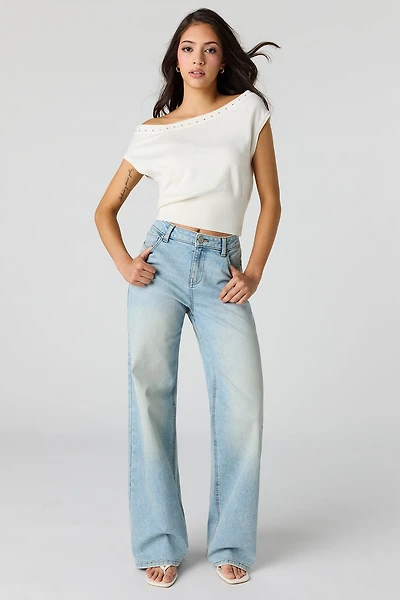 Paris Stretch High Rise Wide Leg Medium Jean