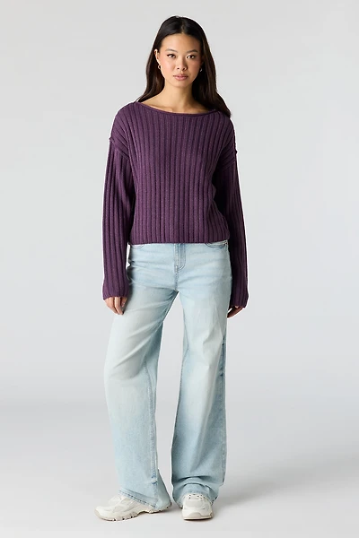 Jean extensible à jambe large Paris pâle avec taille haute