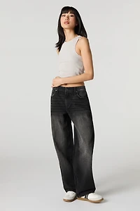 Low Rise Baggy Washed Black Jean