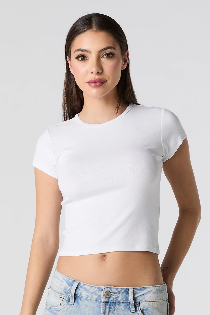 T-shirt côtelé court