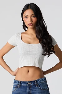 Pointelle Scoop Neck Crop Top