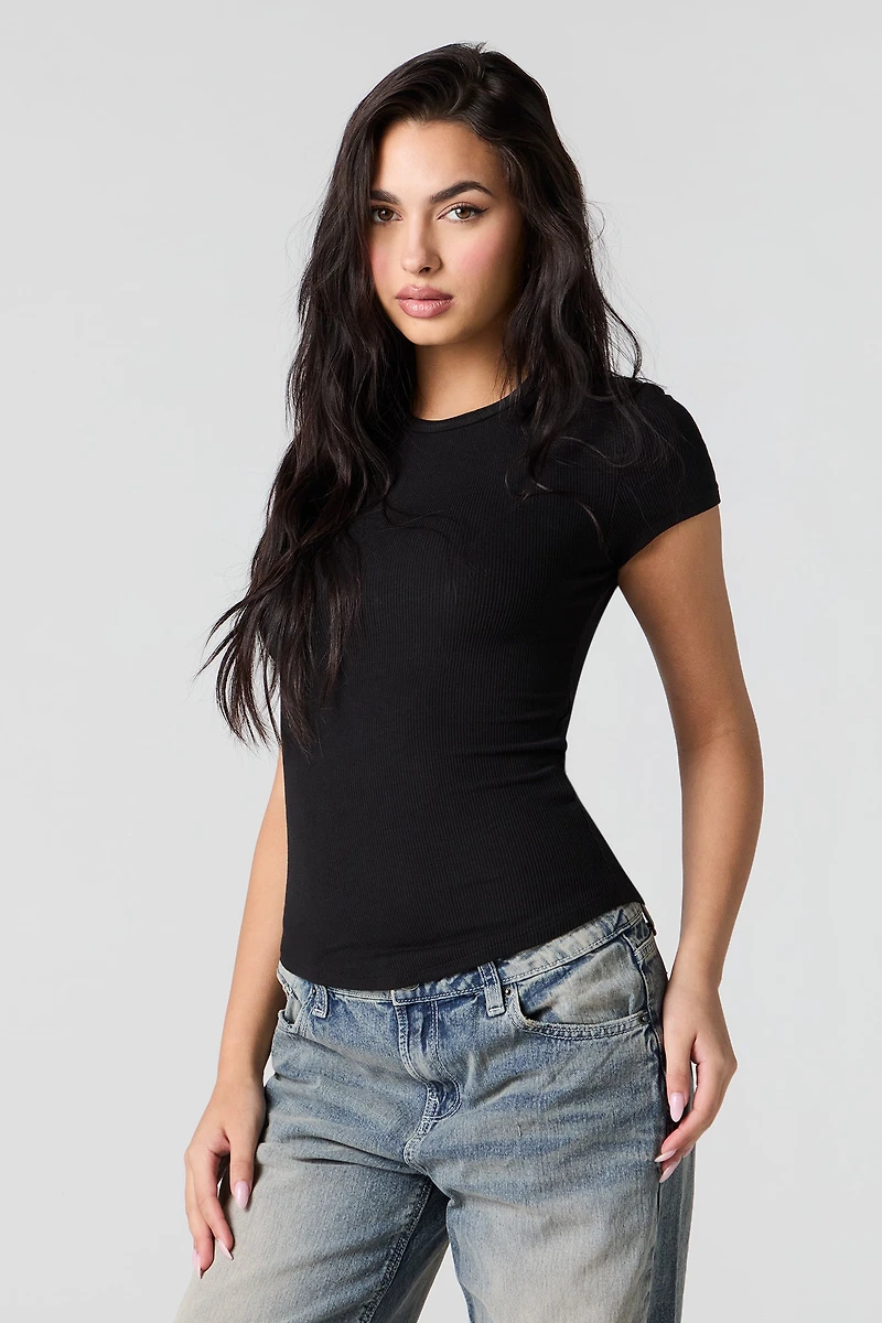 Ribbed Short Sleeve Top