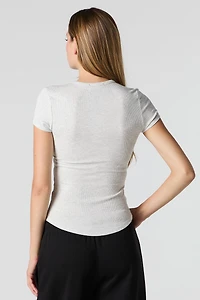 Ribbed Curved Hem T-Shirt