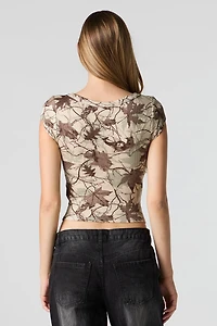 T-shirt côtelé avec encolure dégagée