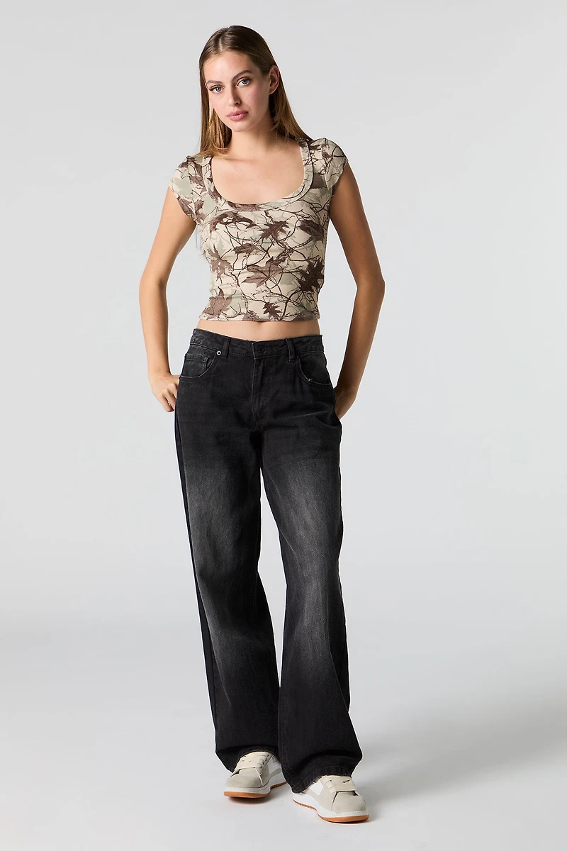 Ribbed Scoop Neck T-Shirt