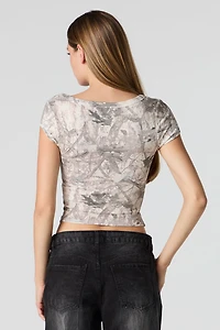 Ribbed Scoop Neck T-Shirt