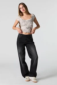 Ribbed Scoop Neck T-Shirt