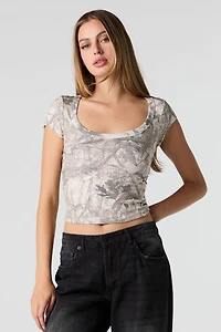 Ribbed Scoop Neck T-Shirt