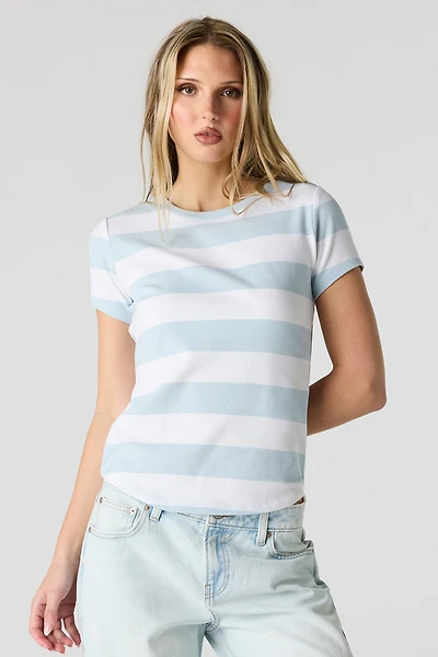 T-shirt côtelé rayé