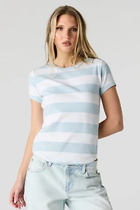 T-shirt côtelé rayé