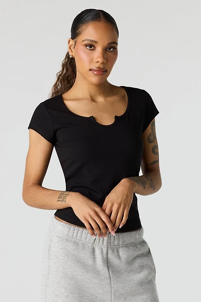 Scoop Neck Ribbed T-Shirt