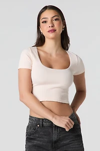 Seamless Ribbed Cropped Short Sleeve Top