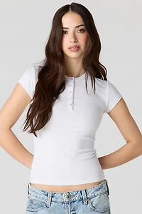 Ribbed Classic Henley Top