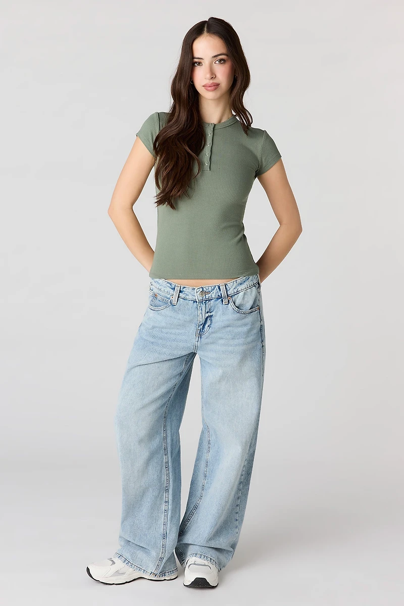Ribbed Classic Henley Top