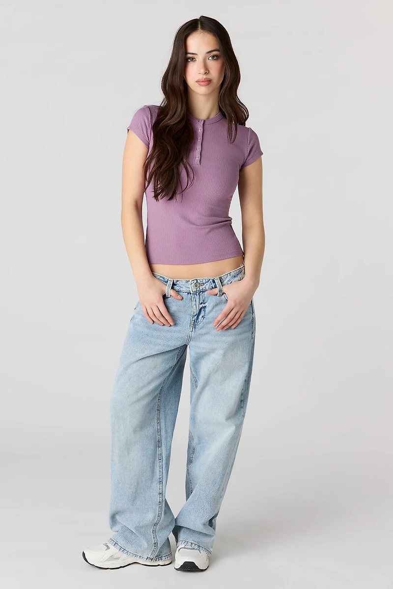 Ribbed Classic Henley Top