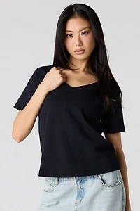 Luxe Heavy Cotton Boxy V-Neck T-Shirt