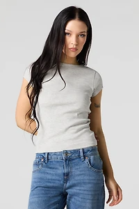 Ribbed High Neck T-Shirt