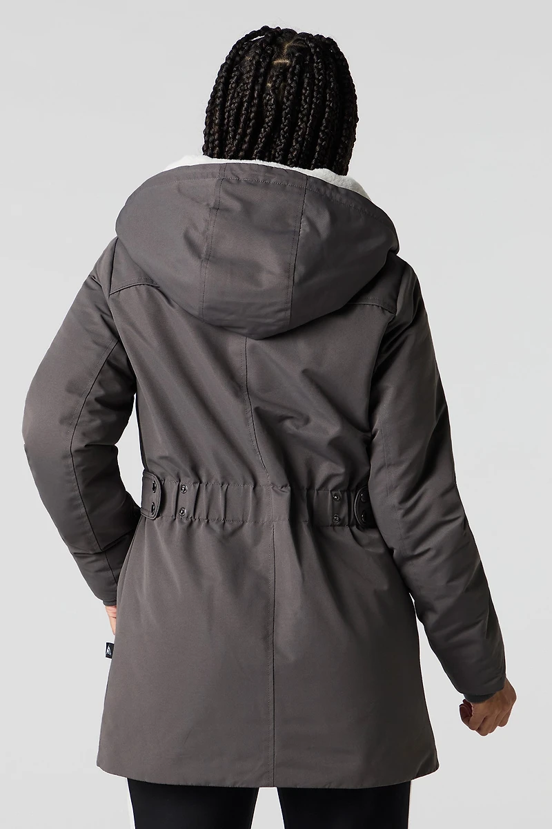 Parka à capuchon doublée de similifourrure