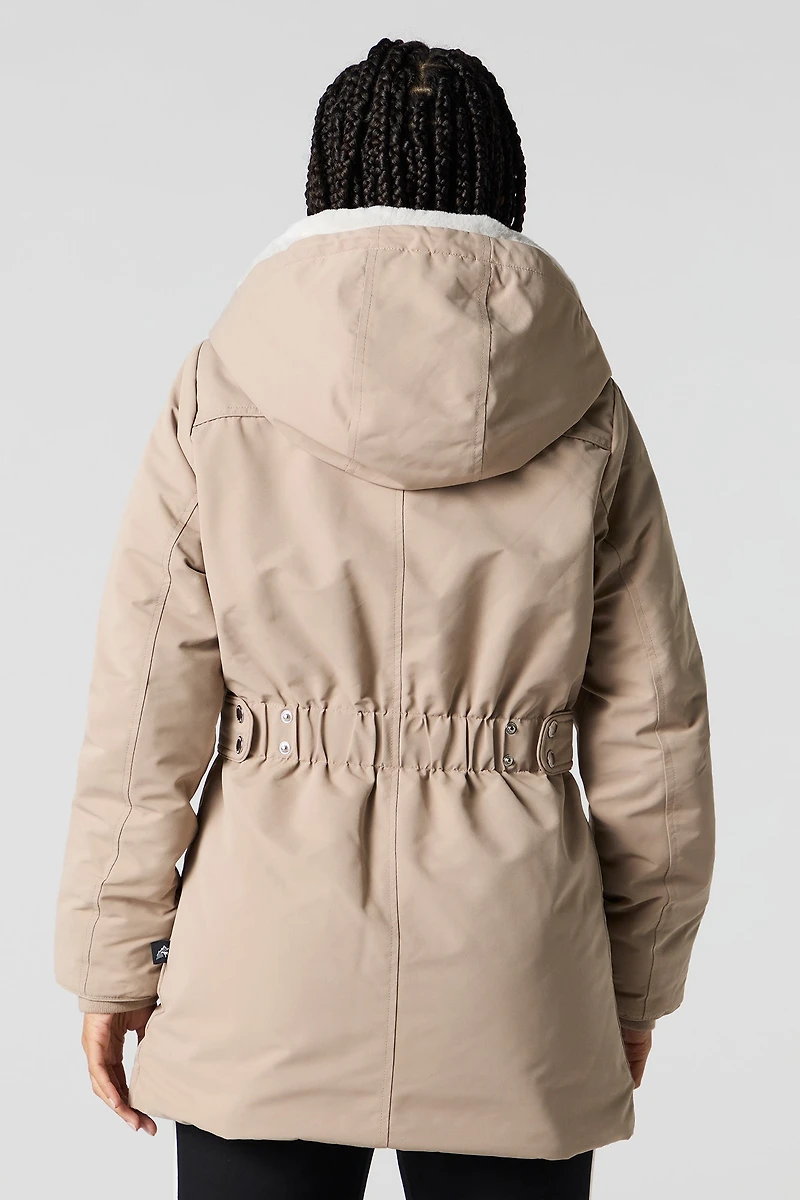 Parka à capuchon doublée de similifourrure