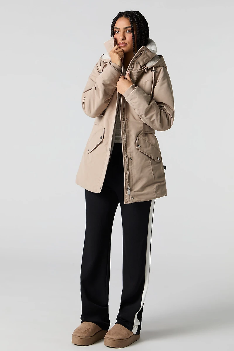 Parka à capuchon doublée de similifourrure