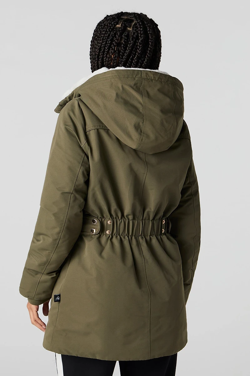 Parka à capuchon doublée de similifourrure
