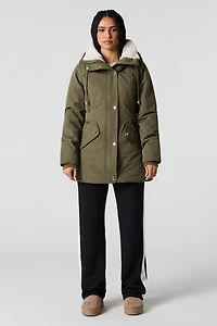 Parka à capuchon doublée de similifourrure