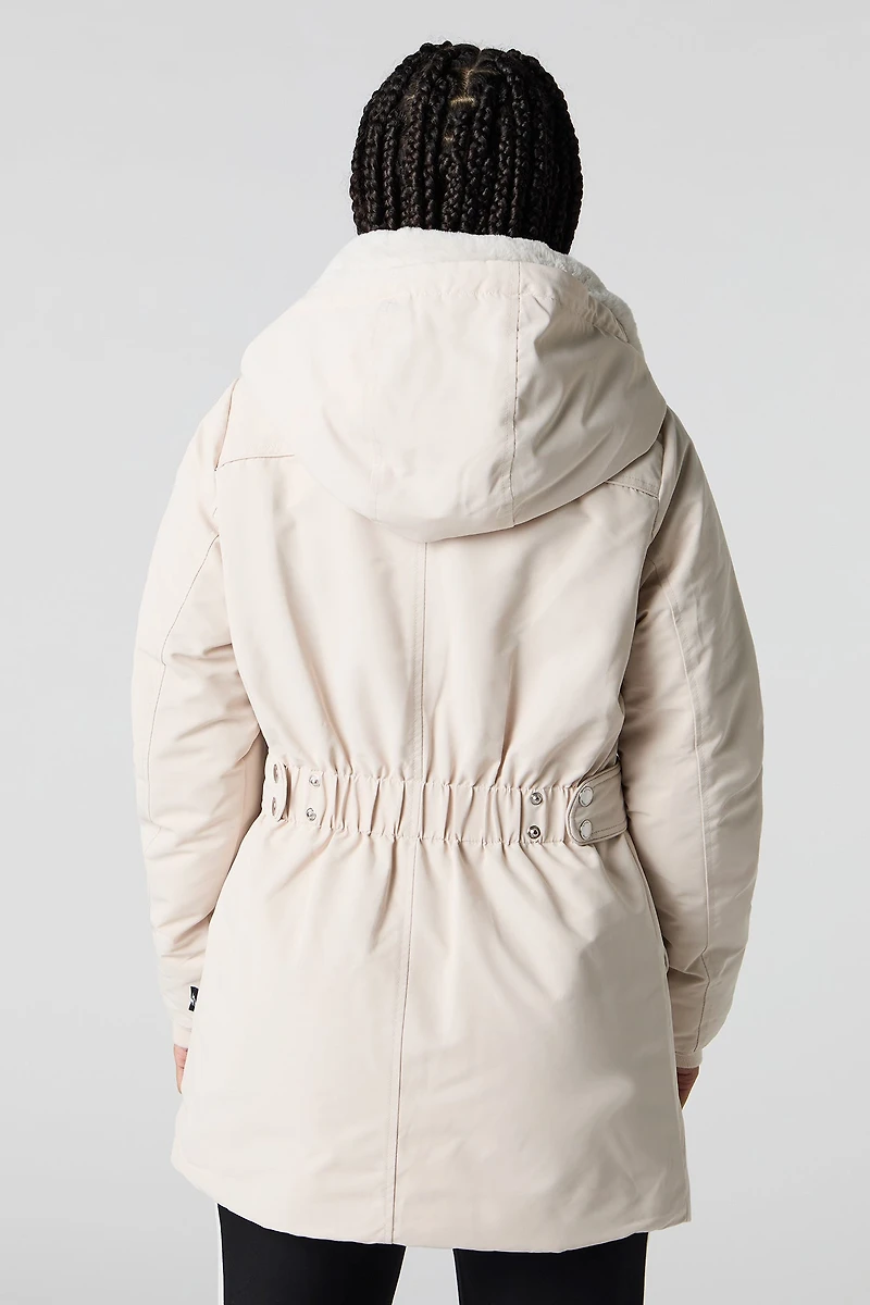 Parka à capuchon doublée de similifourrure