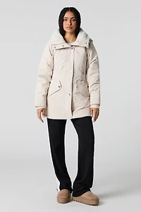 Parka à capuchon doublée de similifourrure