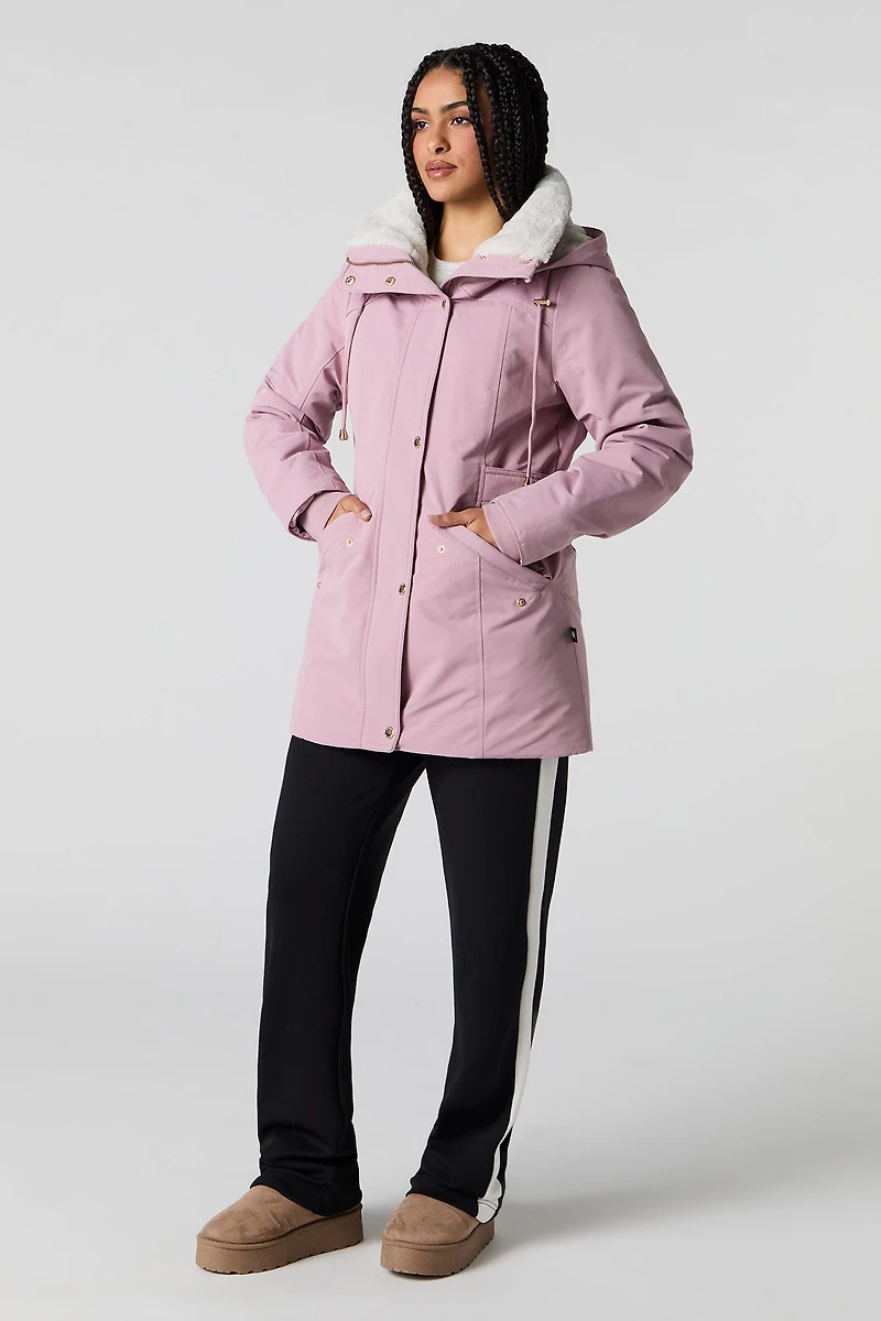 Parka à capuchon doublée de similifourrure