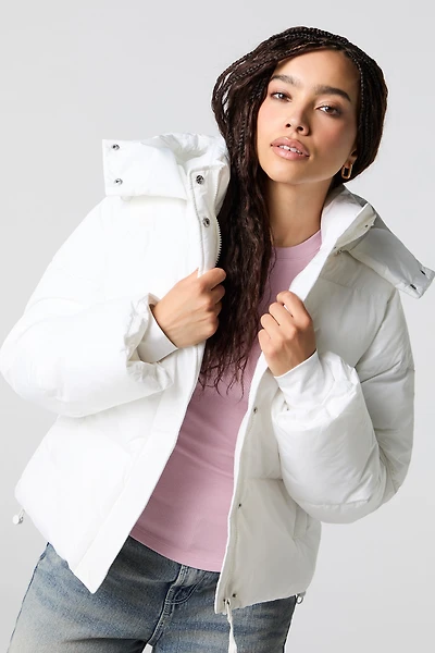 Blouson bouffant à capuchon amovible