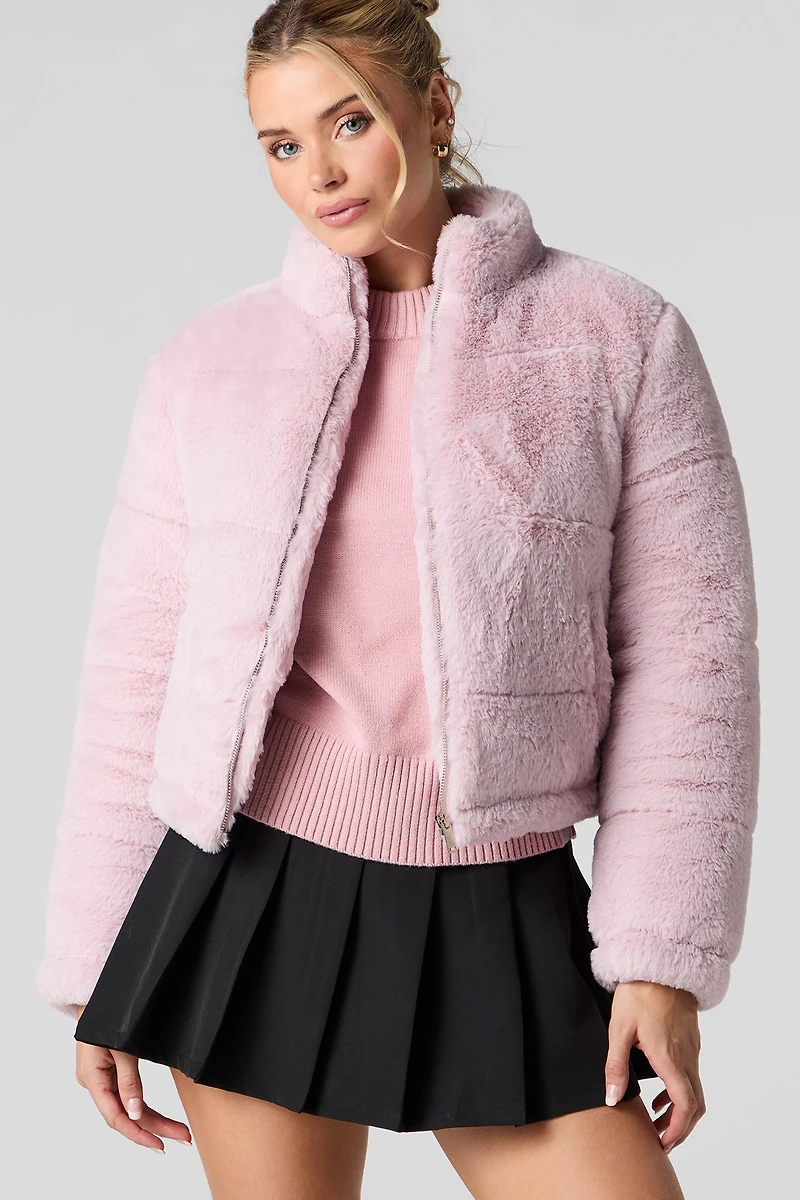 Blouson matelassé en similifourrure