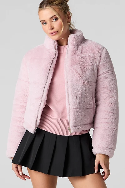 Blouson matelassé en similifourrure