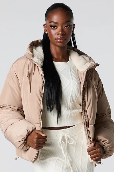 Blouson bouffant doublé de similifourrure