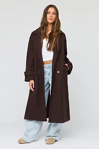 Faux Wool Double Breasted Midi Coat