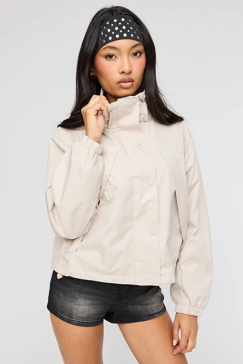 Blouson aviateur à capuchon avec col montant