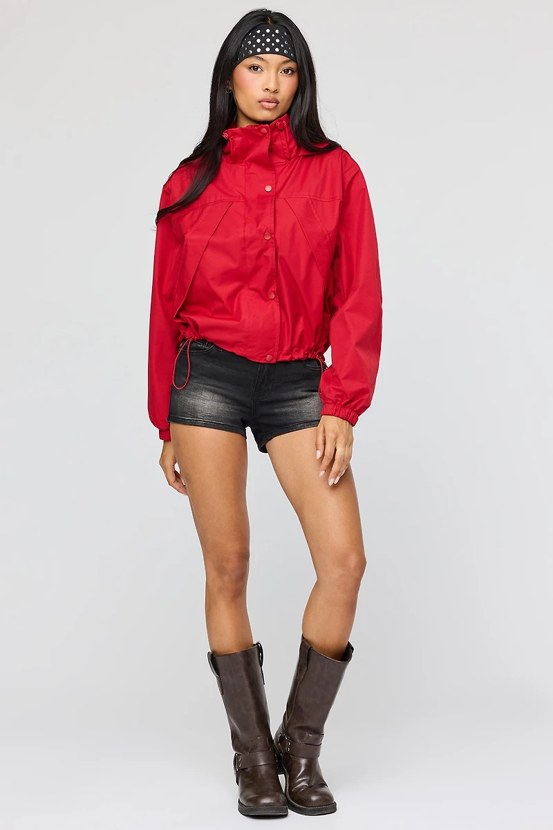 Blouson aviateur à capuchon avec col montant