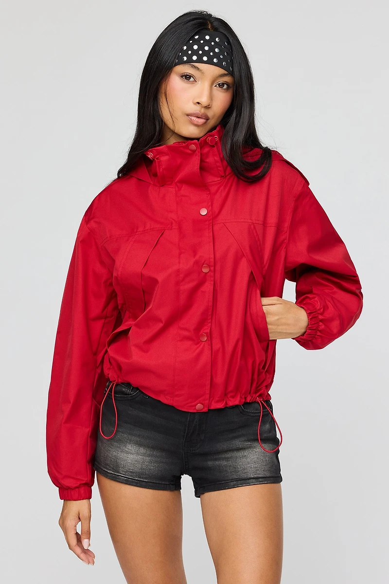 Blouson aviateur à capuchon avec col montant