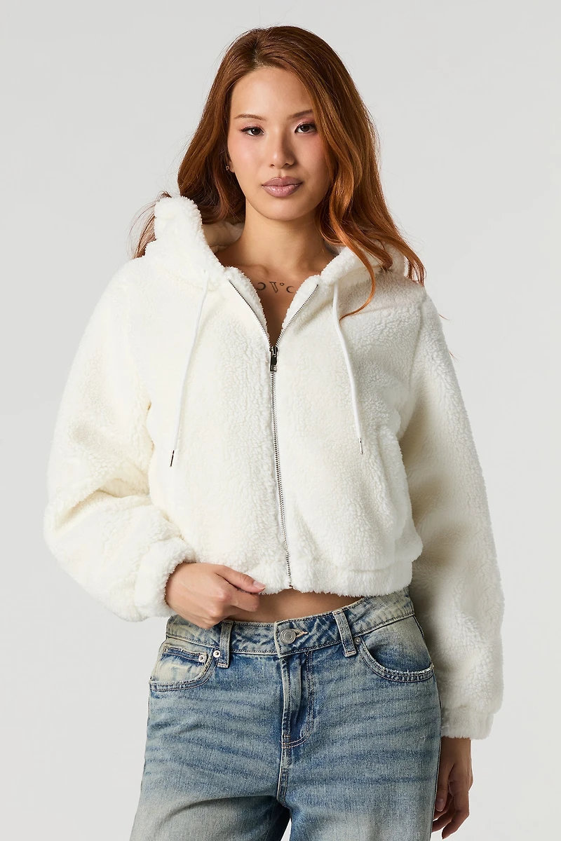 Blouson avec capuchon en sherpa