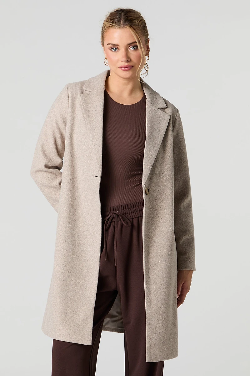 Manteau de laine à simple boutonnage