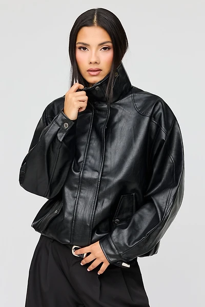 Oversized Faux Leather Jacket