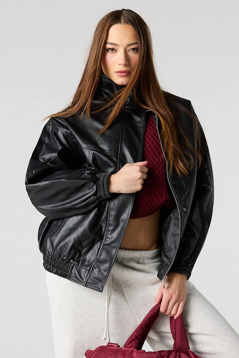 Oversized Faux Leather Jacket